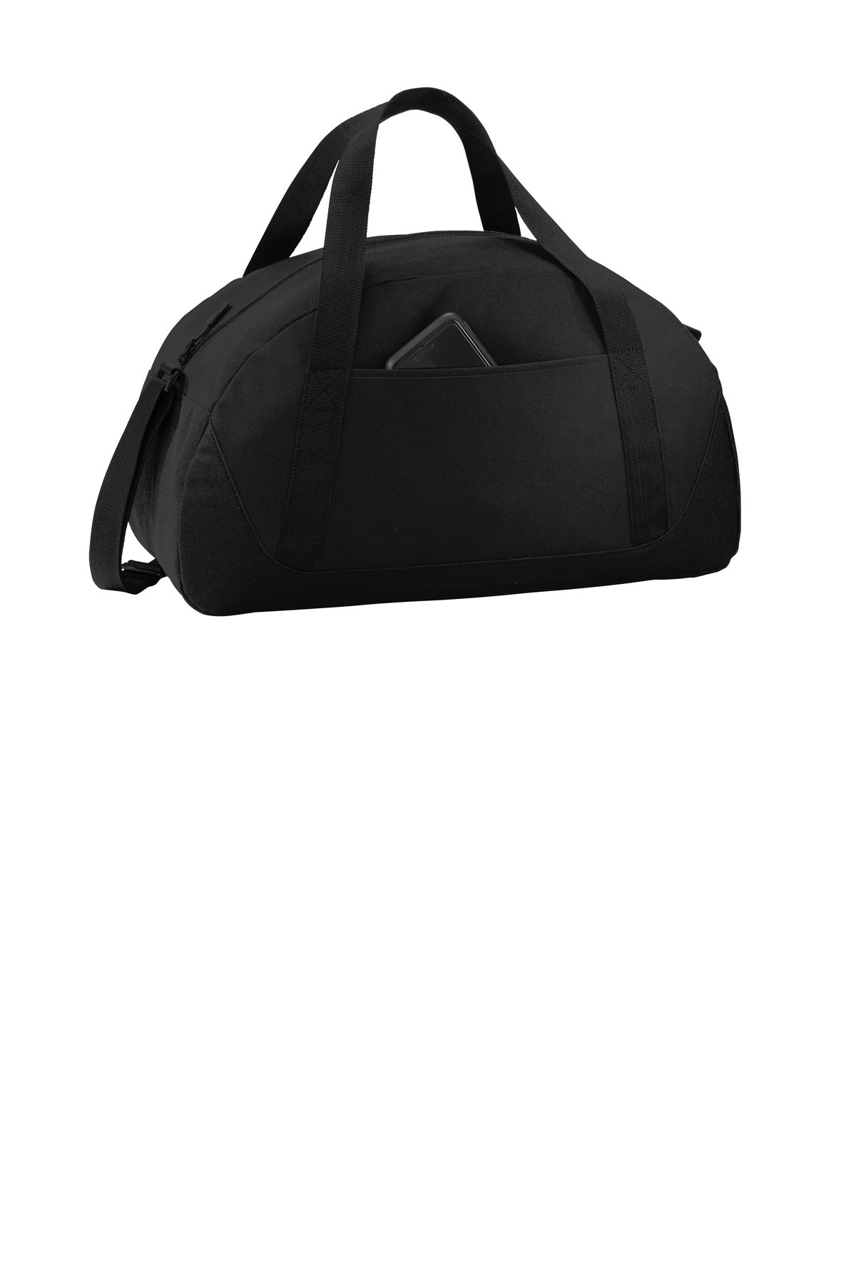 Front View of Black Port Authority Access Dome Duffel. BG818