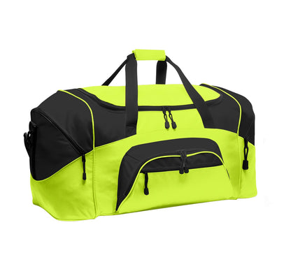Front View of Safety Ylw/Blk Port Authority - Standard Colorblock Sport Duffel. BG99
