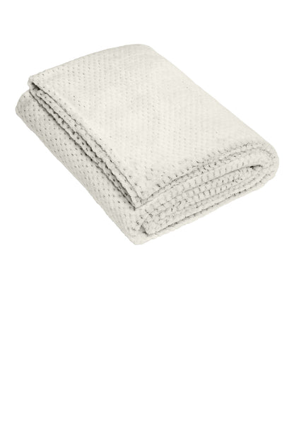 Front View of Dark Choc Brn Port Authority Plush Texture Blanket. BP35