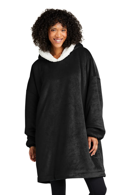Front View of Black Port Authority Mountain Lodge Wearable Blanket BP41