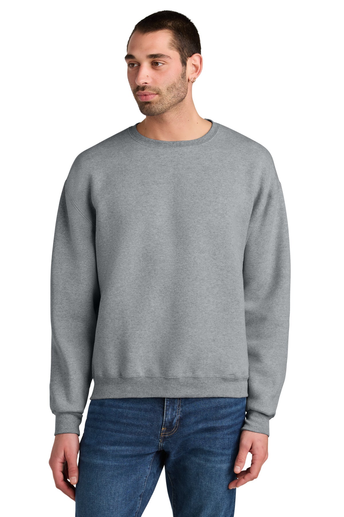 Front View of AthlHthr Jerzees Rugged Unisex Crewneck Sweatshirt C12M  - S