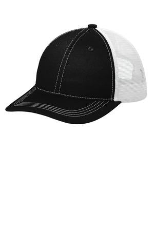 Bk/GyStl Port Authority Unstructured Snapback Trucker Cap C409