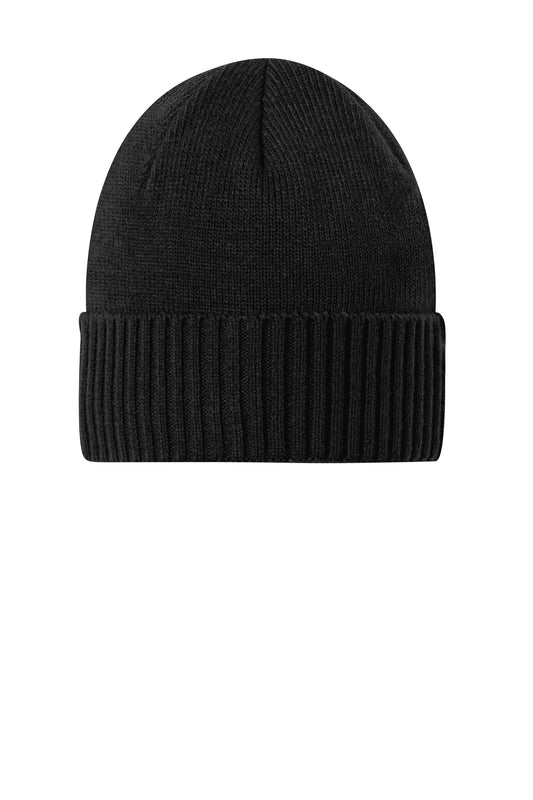 Front View of DeepBlack Port Authority Rib Knit Cuff Beanie C951