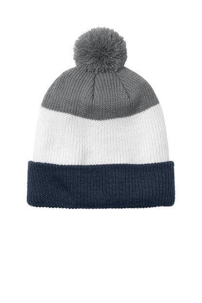 Port Authority Cozy Striped Pom Beanie C979