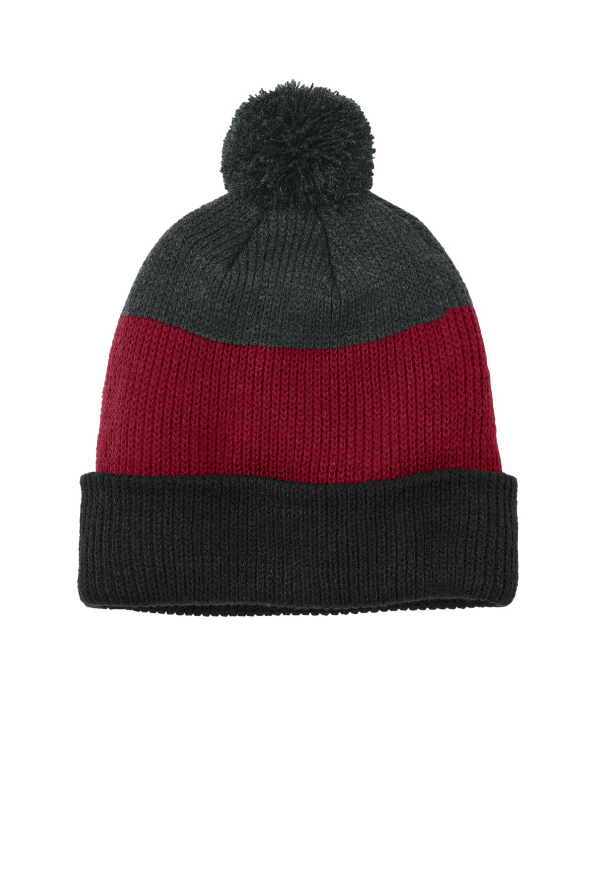 SanMar C979_deepblackrichredcharcoalheather_hat_front.jpg