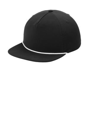 Blk/Blk Port Authority 5-Panel Poly Rope Cap C981