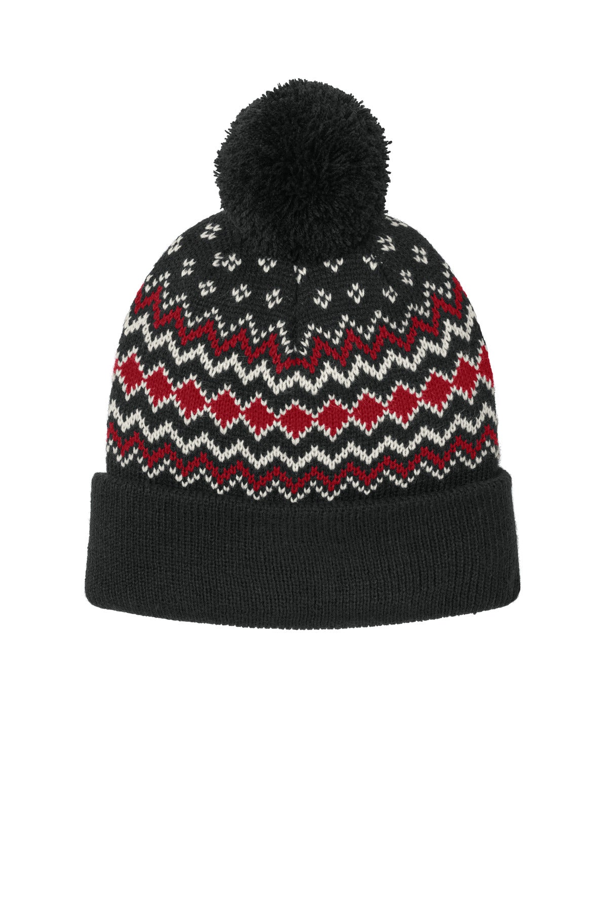 SanMar C991_deepblackrichredmarshmallow_hat_front.jpg
