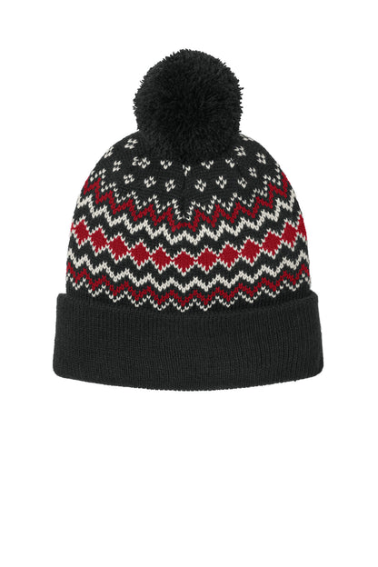 SanMar C991_deepblackrichredmarshmallow_hat_front.jpg