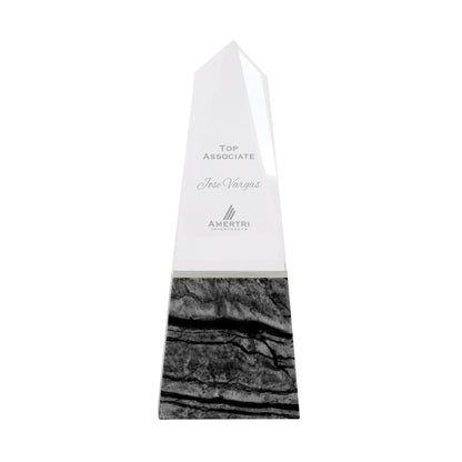 Deneb Crystal Obelisk with Marble Base