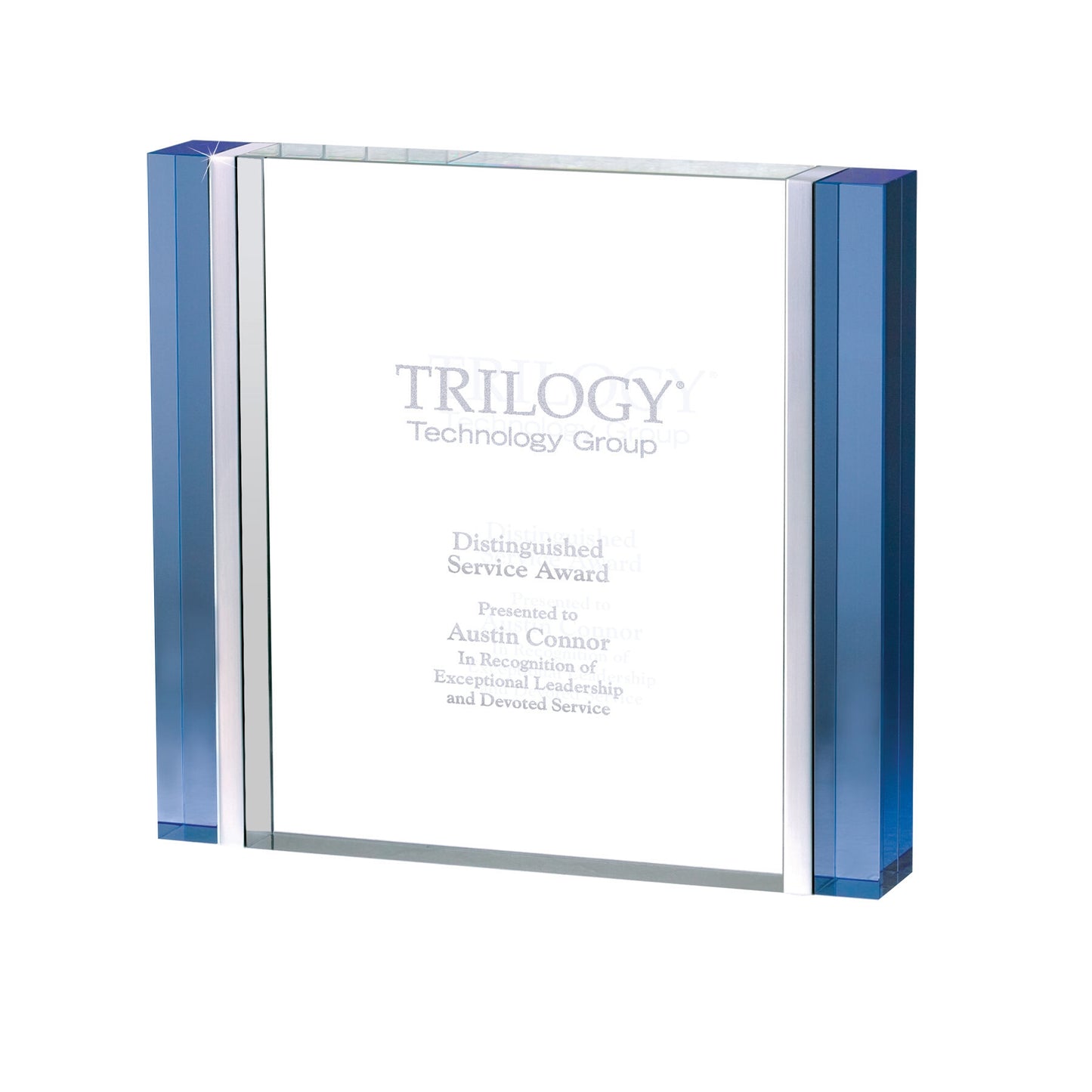 Cosenza III Blue & Aluminum Edged Rectangle