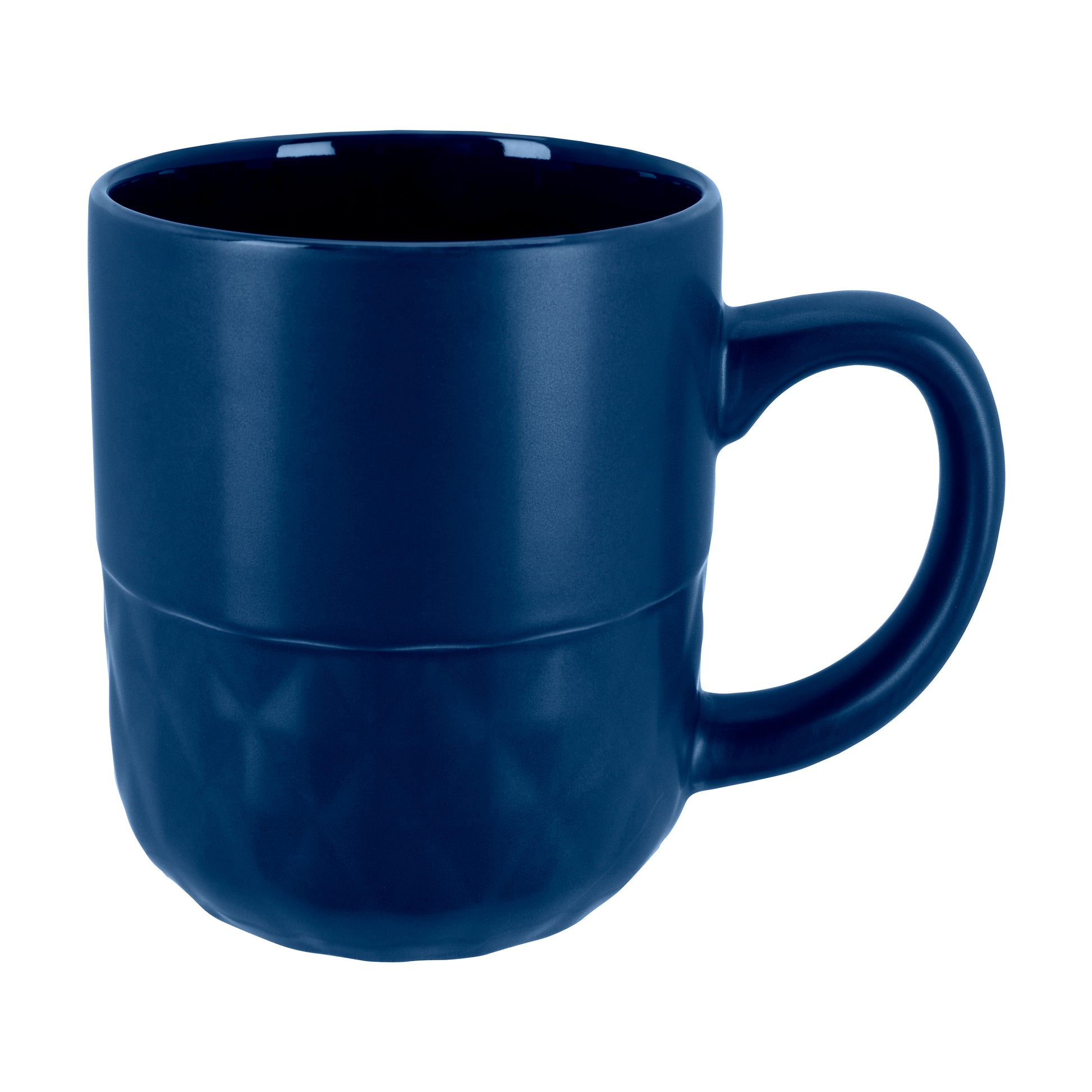 Front View of Black Good Value™ Coffee Mug with Facet Texture - 16 oz.