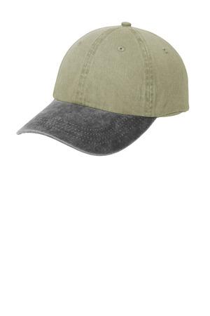 Black/Pebble Port & Co Two-Tone Pigment-Dyed Cap. CP83