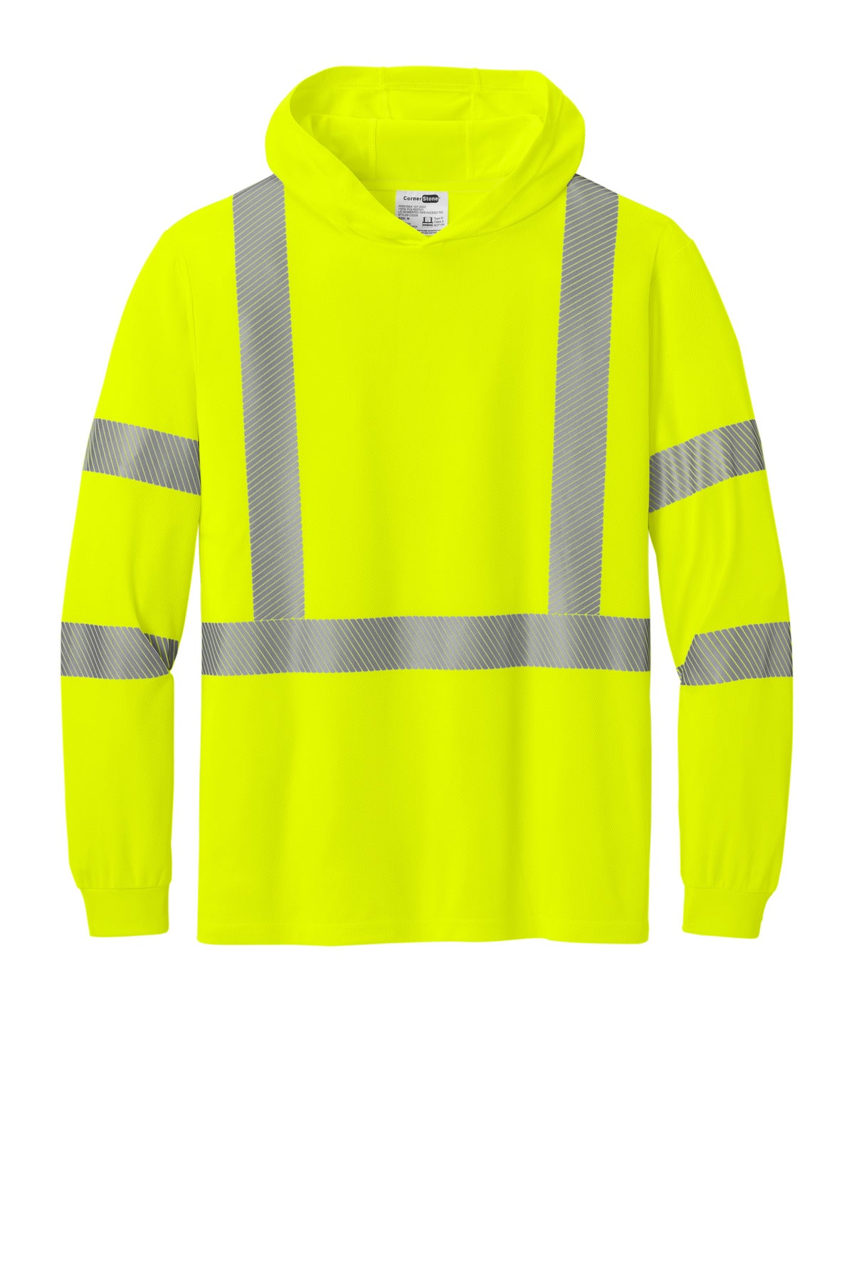 CornerStone ANSI 107 Class 3 Long Sleeve Segmented Tape Hooded Tee CS208