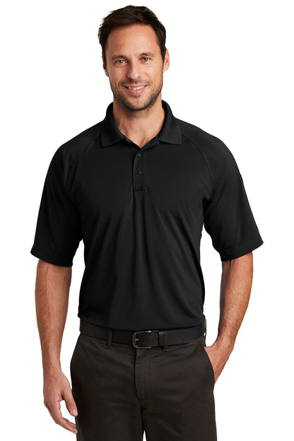 Front View of Black CornerStone Select Lightweight Snag-Proof Tactical Polo. CS420  - XS
