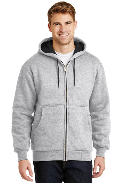 Front View of Ath Heather CornerStone - Heavyweight Full-Zip Hooded Sweatshirt with Thermal Lining. CS620  - XS