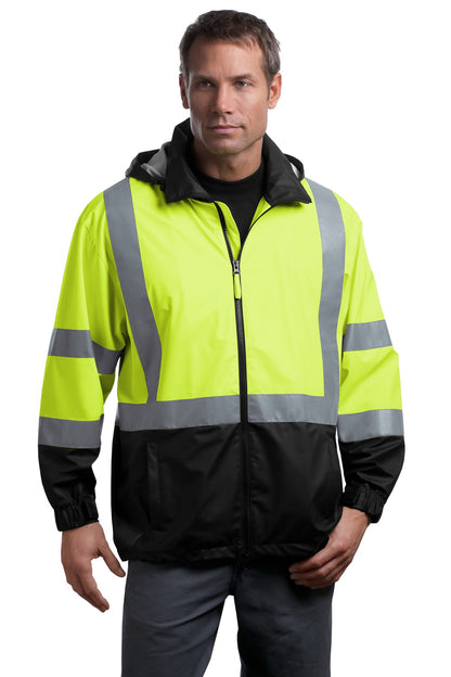 Front View of Safety Yellow CornerStone - ANSI 107 Class 3 Safety Windbreaker. CSJ25  - S