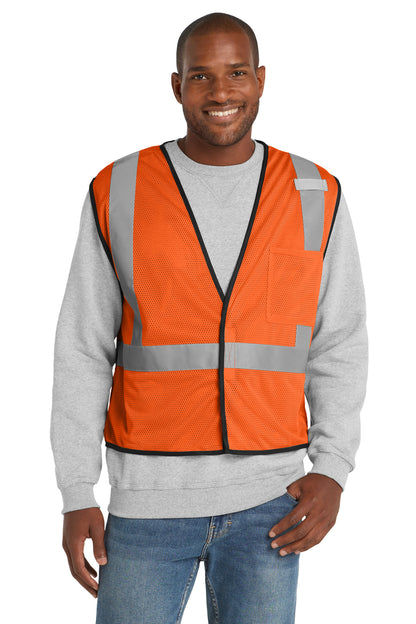 Front View of SftyOrg CornerStone ANSI 107 Class 2 Economy Mesh One-Pocket Vest. CSV100  - 2/3X