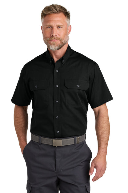 Front View of Black CornerStone Short Sleeve Select Ripstop Shirt CSW175  - XS
