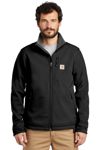 Front View of Black Carhartt Crowley Soft Shell Jacket. CT102199  - S