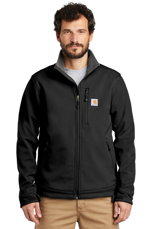 Front View of Black Carhartt Crowley Soft Shell Jacket. CT102199  - S