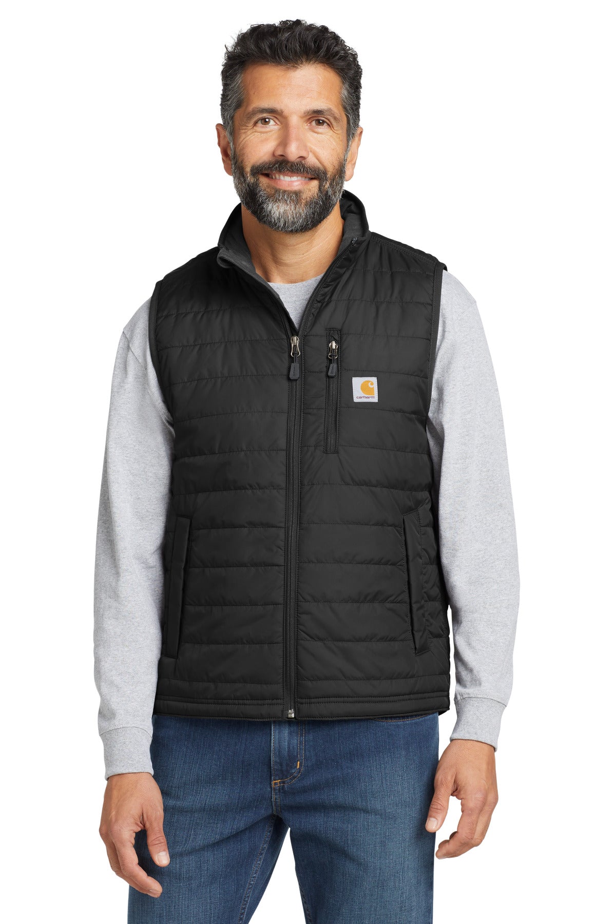 Front View of Black Carhartt Gilliam Vest CT102286  - S