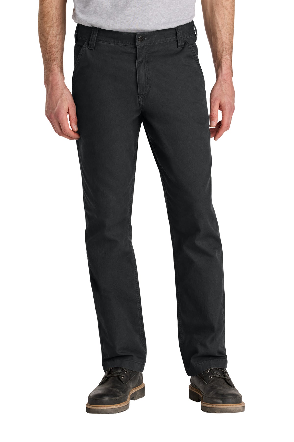 Front View of Black Carhartt Rugged Flex Rigby Pant CT102291  - 4430