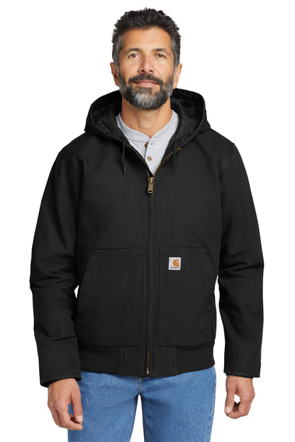 Front View of Black Carhartt Washed Duck Active Jac. CT104050  - S