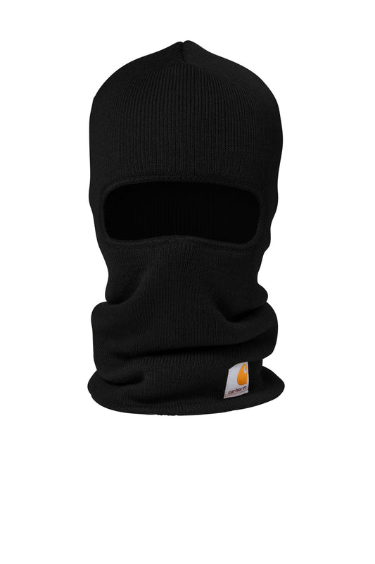 Front View of Black Carhartt Knit Insulated Face Mask CT104485