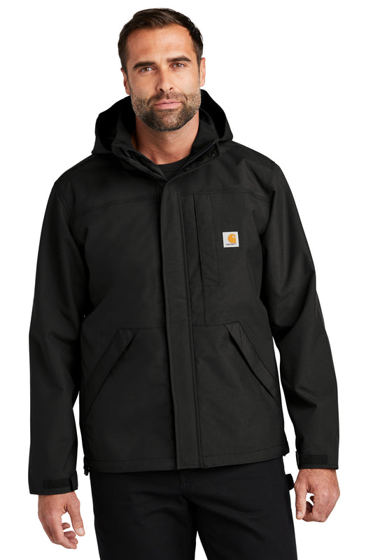 Front View of Black Carhartt Storm Defender Shoreline Jacket CT104670  - S