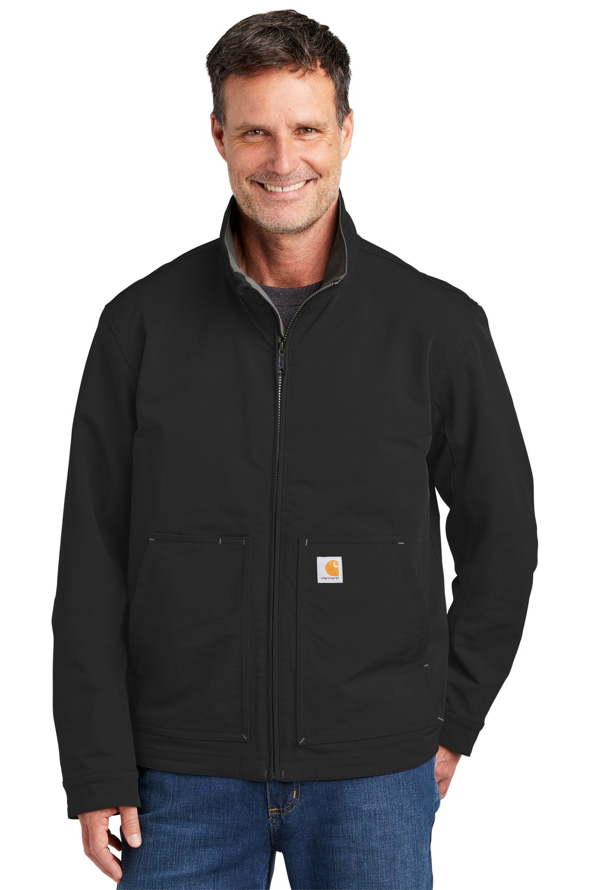 Front View of Black Carhartt Super Dux Soft Shell Jacket CT105534  - S