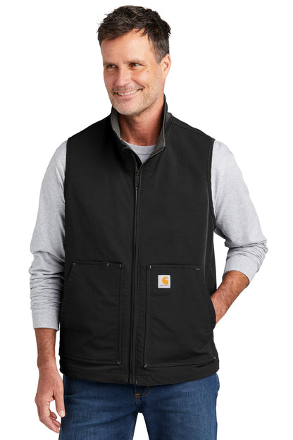 Front View of Black Carhartt Super Dux Soft Shell Vest CT105535  - S