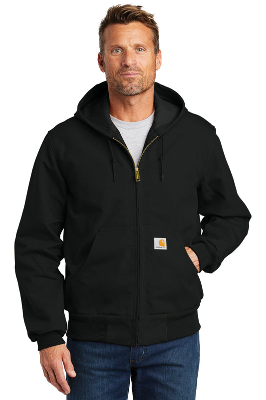 Front View of Black Carhartt Thermal-Lined Duck Active Jac. CT106678  - S