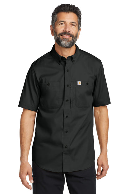Front View of Black Carhartt Rugged Professional Series Short Sleeve Shirt CT106688  - S