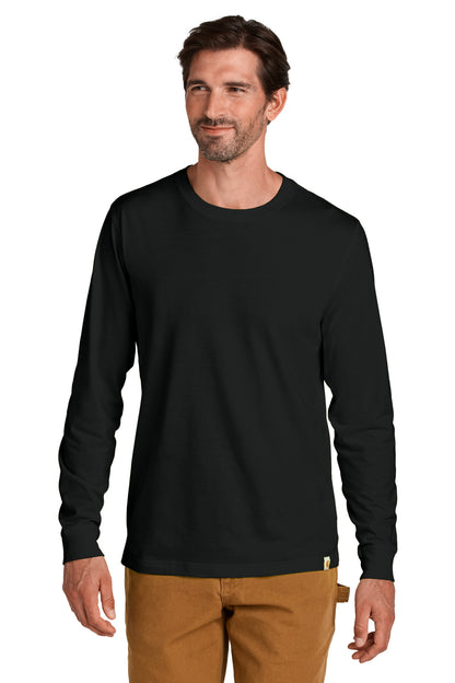 Front View of Black Carhartt Long Sleeve T-Shirt CT106921  - S