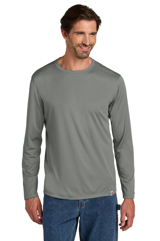 Front View of AsphaltGry Carhartt Force Sun Defender Long Sleeve T-Shirt CT106972  - S