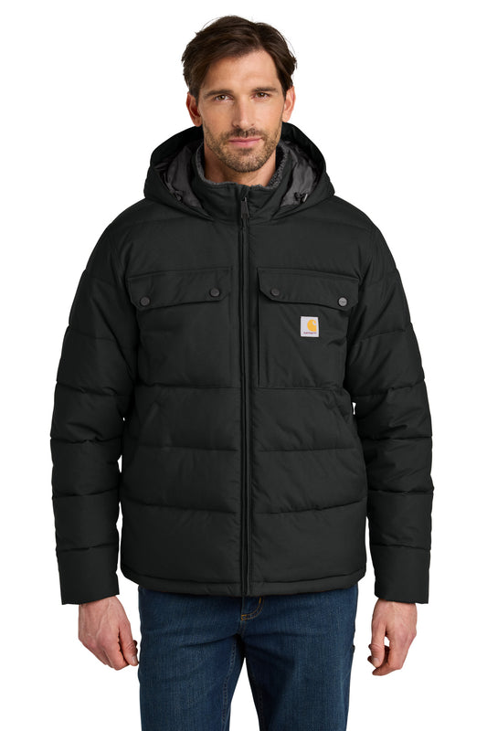 Front View of Black Carhartt Montana Insulated Hooded Jacket CT107082  - S