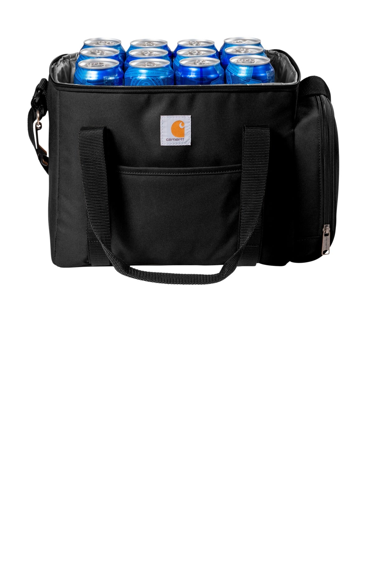 Front View of Black Carhartt Duffel 36-Can Cooler. CT89520701
