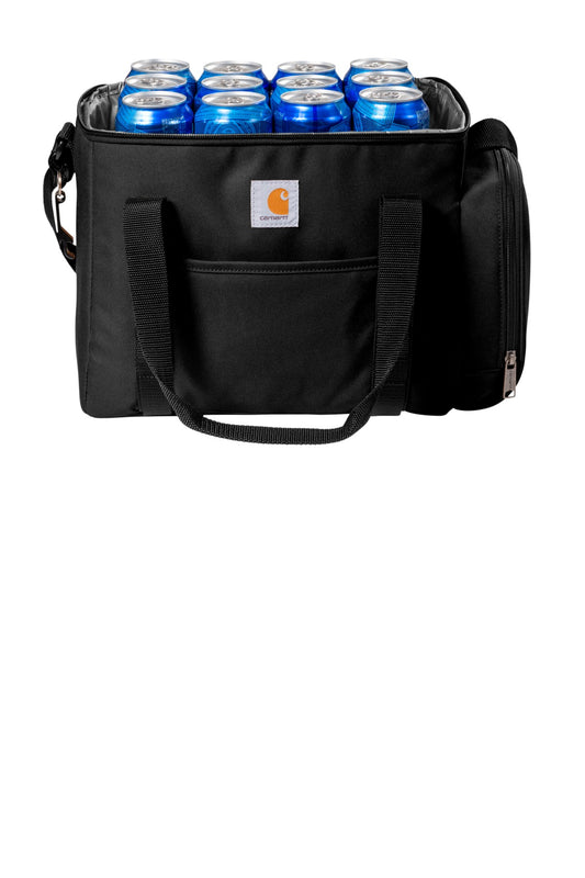 Front View of Black Carhartt Duffel 36-Can Cooler. CT89520701