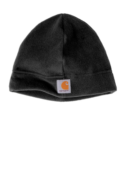 Front View of Black Carhartt Fleece Hat. CTA207