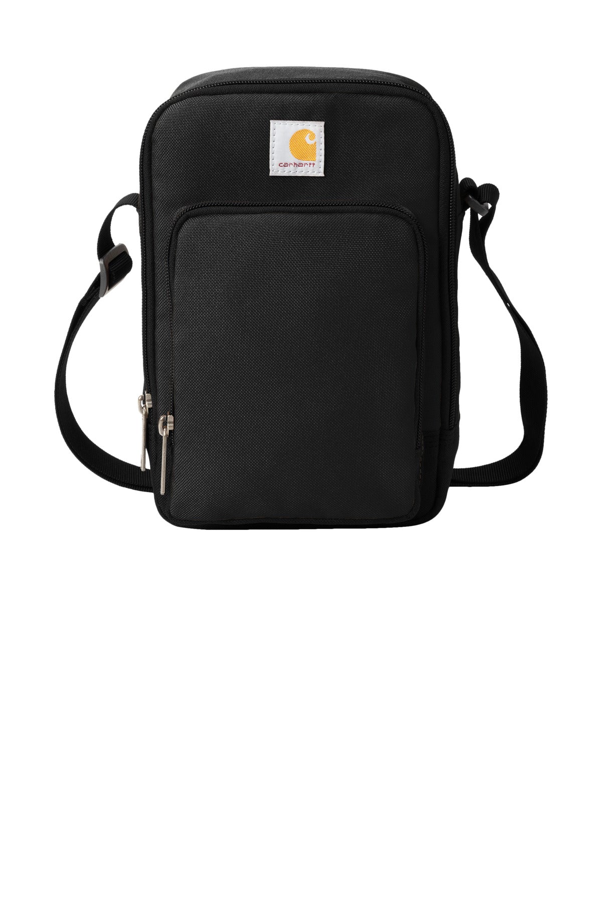 Front View of Black Carhartt Crossbody Zip Bag CTB0000482