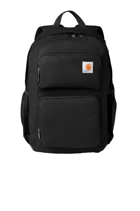 Front View of Black Carhartt 28L Foundry Series Dual-Compartment Backpack CTB0000486