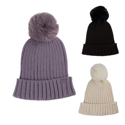 Black Callaway Women's Extended Season Beanie with Pom