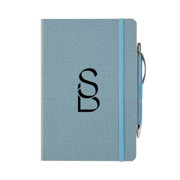 Crosshatch PU Notebook With Pen