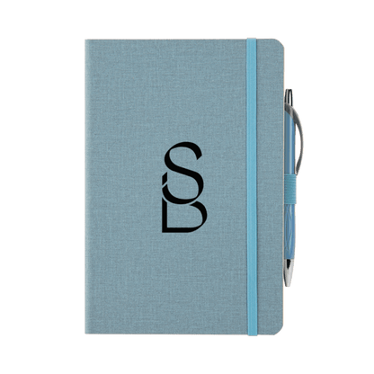 Crosshatch PU Notebook With Pen