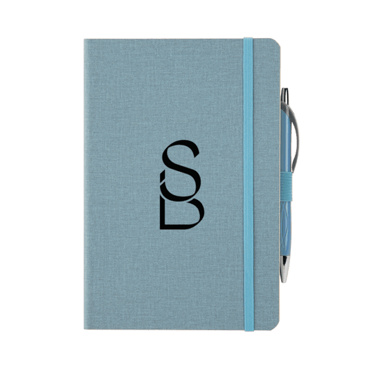 Crosshatch PU Notebook With Pen