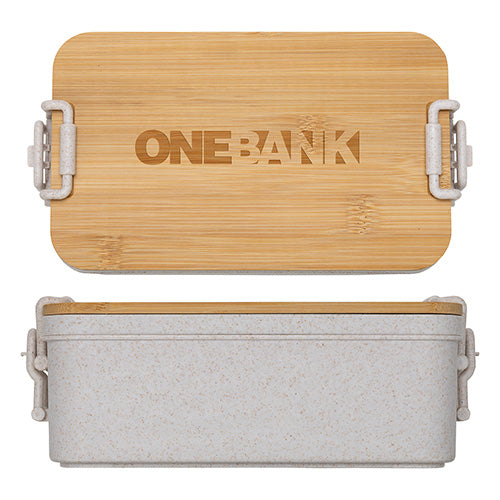 Chuckwagon Stackable Lunch Box With Bamboo Lid & Utensils