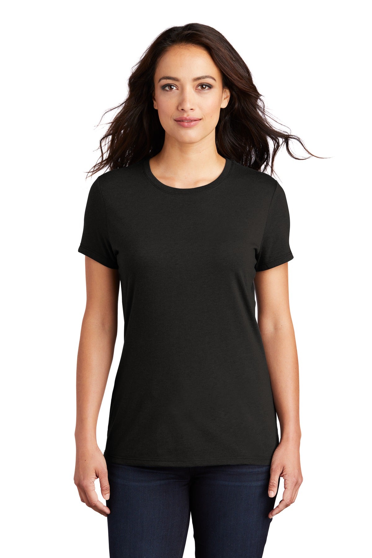 Front View of Black District Women's Perfect Tri Tee. DM130L  - XXL