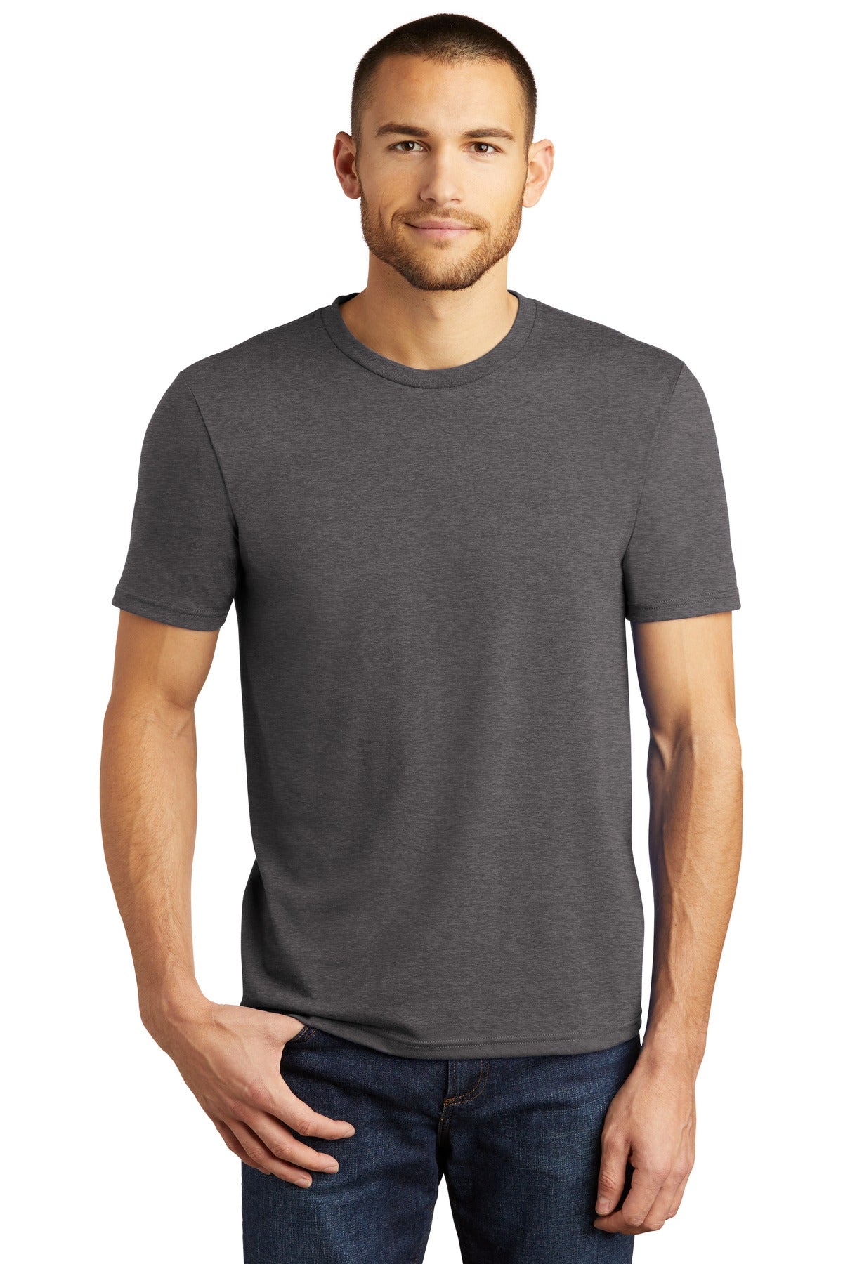 SanMar DM130_heatheredcharcoal_model_front_082019.jpg