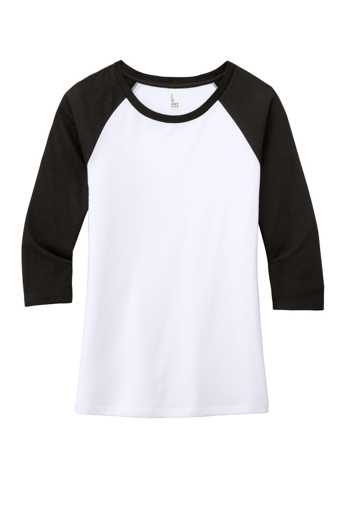 District Women's Perfect Tri 3/4-Sleeve Raglan. DM136L