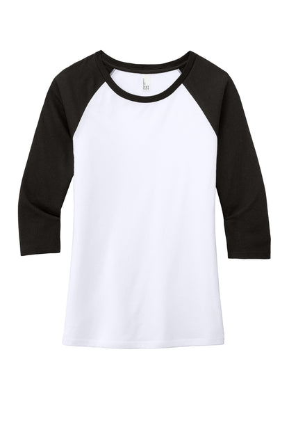 District Women's Perfect Tri 3/4-Sleeve Raglan. DM136L